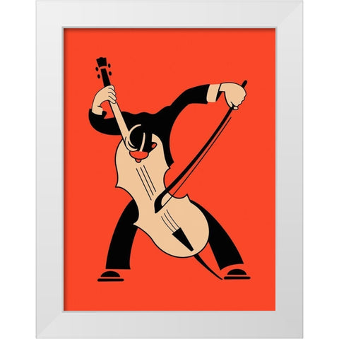 The Cello White Modern Wood Framed Art Print by Rogan, Mark