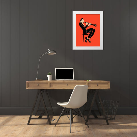 The Clarinet White Modern Wood Framed Art Print by Rogan, Mark