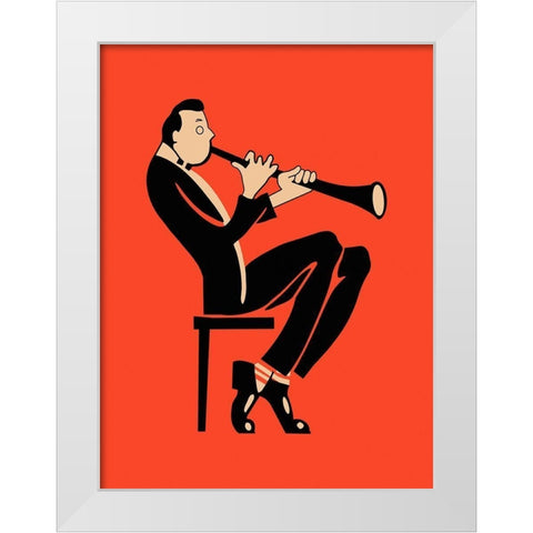 The Clarinet White Modern Wood Framed Art Print by Rogan, Mark