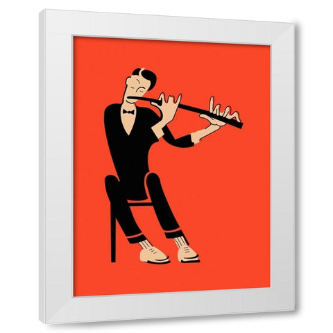 The Flute White Modern Wood Framed Art Print by Rogan, Mark