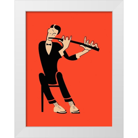 The Flute White Modern Wood Framed Art Print by Rogan, Mark