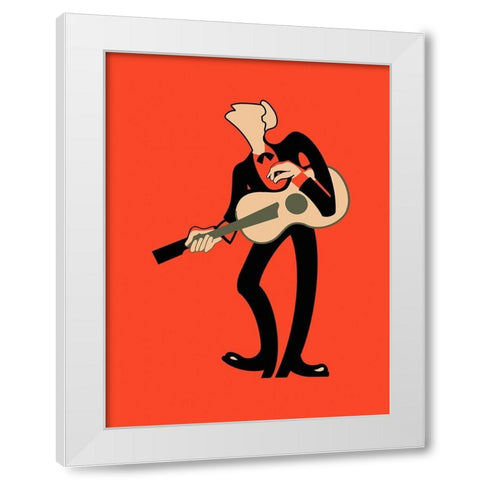 The Guitar White Modern Wood Framed Art Print by Rogan, Mark