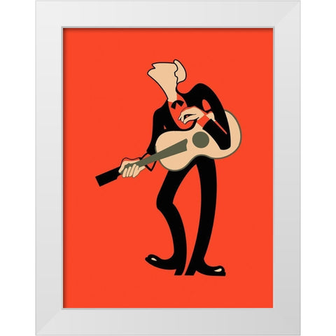 The Guitar White Modern Wood Framed Art Print by Rogan, Mark