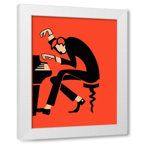 The Piano White Modern Wood Framed Art Print by Rogan, Mark
