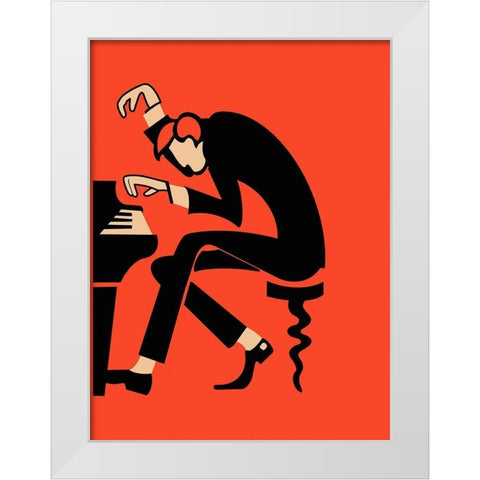 The Piano White Modern Wood Framed Art Print by Rogan, Mark