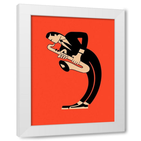 The Saxophone White Modern Wood Framed Art Print by Rogan, Mark