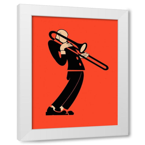 The Trombone White Modern Wood Framed Art Print by Rogan, Mark