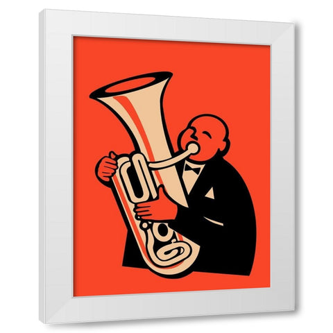 The Tuba White Modern Wood Framed Art Print by Rogan, Mark