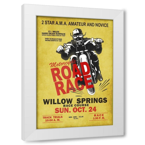 Willow Springs Road Race White Modern Wood Framed Art Print by Rogan, Mark