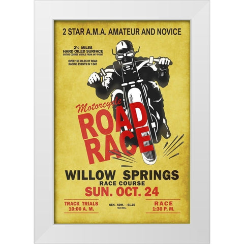Willow Springs Road Race White Modern Wood Framed Art Print by Rogan, Mark