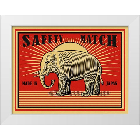 MRoagn Elephant Matches White Modern Wood Framed Art Print by Rogan, Mark