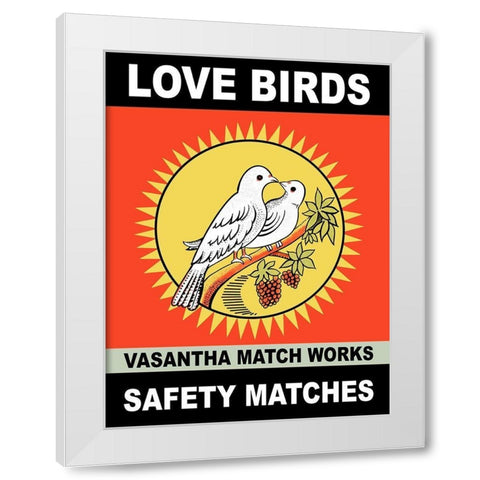 Love Birds White Modern Wood Framed Art Print by Rogan, Mark