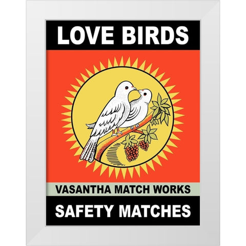 Love Birds White Modern Wood Framed Art Print by Rogan, Mark