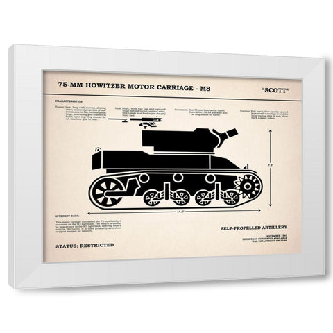 75mm Howitzer M8 White Modern Wood Framed Art Print by Rogan, Mark