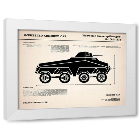 8 Wheeled Armored Car White Modern Wood Framed Art Print by Rogan, Mark
