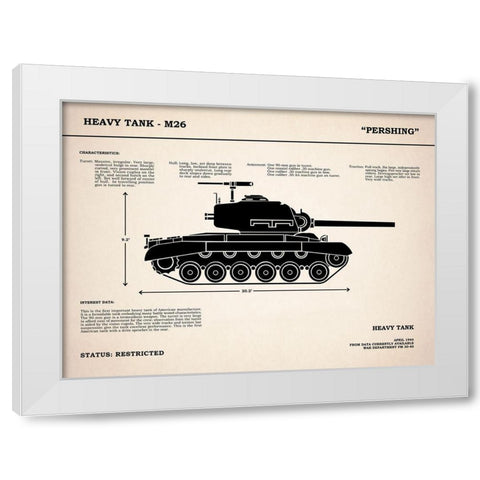M26 Pershing Tank White Modern Wood Framed Art Print by Rogan, Mark