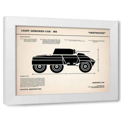 M8 Armored Car Greyhound White Modern Wood Framed Art Print by Rogan, Mark