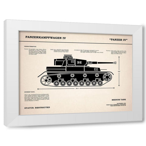 Panzer IV Tank White Modern Wood Framed Art Print by Rogan, Mark
