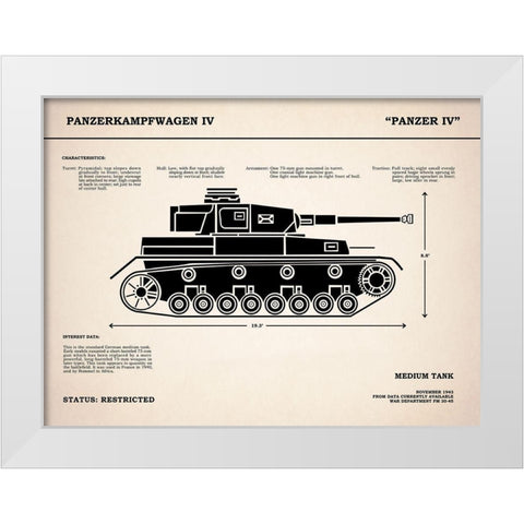 Panzer IV Tank White Modern Wood Framed Art Print by Rogan, Mark