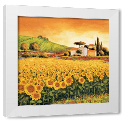 Valley of Sunflowers White Modern Wood Framed Art Print by Leblanc, Richard