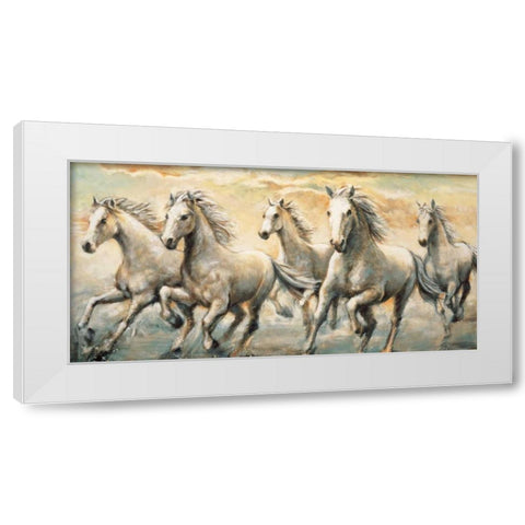 Wild Horses White Modern Wood Framed Art Print by Steele, Ralph