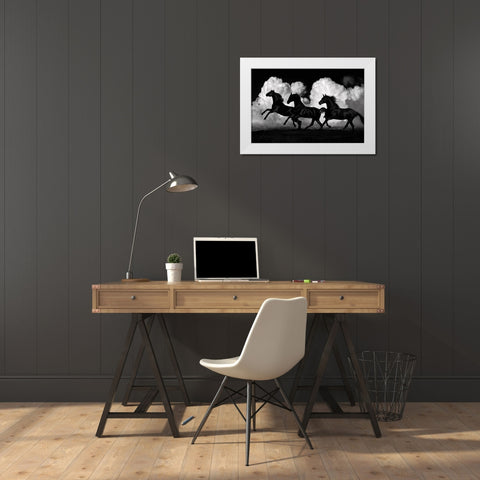 Wild Horses White Modern Wood Framed Art Print by Carter, Samantha