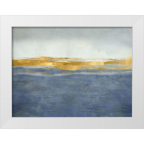 Linear Gold on Blue White Modern Wood Framed Art Print by Messina, Jake