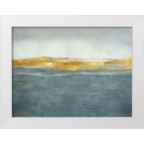 Linear Gold on Azure White Modern Wood Framed Art Print by Messina, Jake