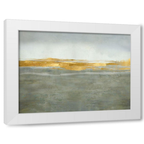 Linear Gold on Gray White Modern Wood Framed Art Print by Messina, Jake