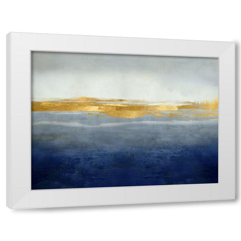 Linear Gold on Indigo White Modern Wood Framed Art Print by Messina, Jake
