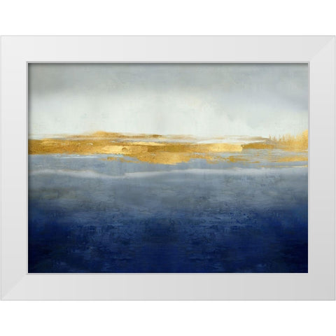 Linear Gold on Indigo White Modern Wood Framed Art Print by Messina, Jake