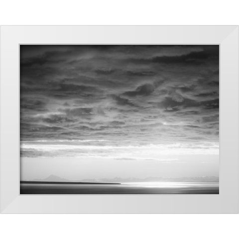 Black and white cloud formatio White Modern Wood Framed Art Print by Plank, Savanah
