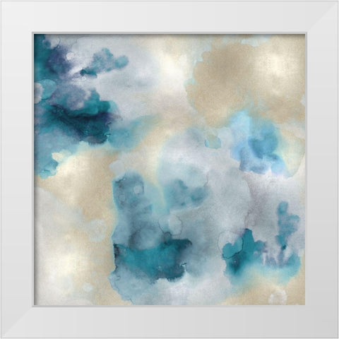 Aqua Movement IV White Modern Wood Framed Art Print by Mitchell, Lauren