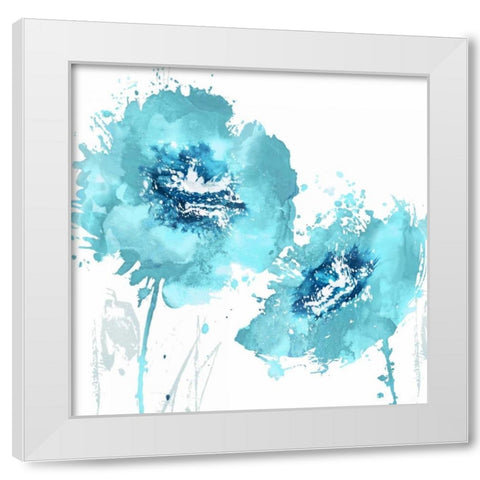 Flower Burst in Aqua II White Modern Wood Framed Art Print by Austin, Vanessa
