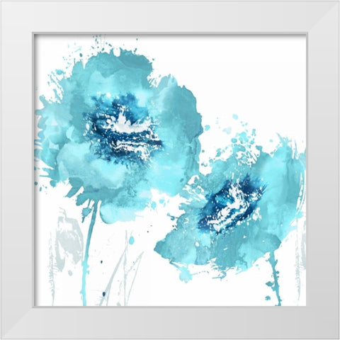 Flower Burst in Aqua II White Modern Wood Framed Art Print by Austin, Vanessa