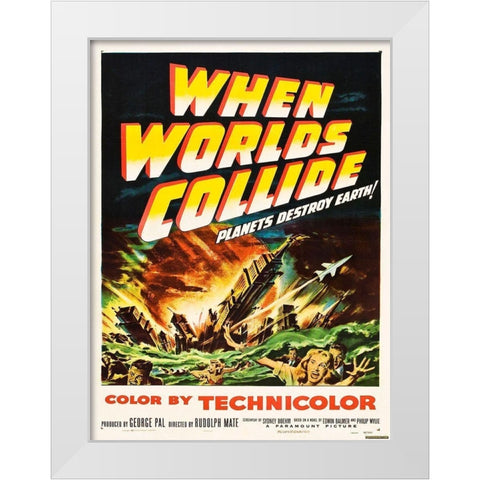 When Worlds Collide White Modern Wood Framed Art Print by Anonymous