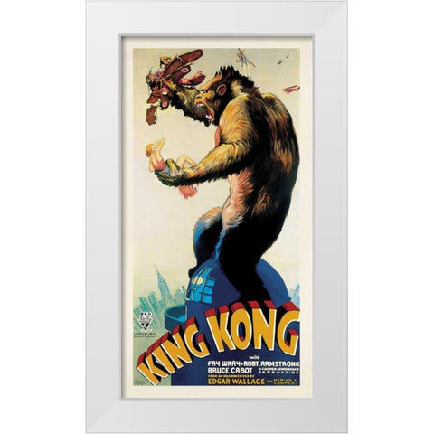 King Kong-1933 White Modern Wood Framed Art Print by Anonymous