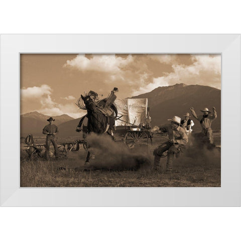 Bucking the Biscuits White Modern Wood Framed Art Print by Dawson, Robert