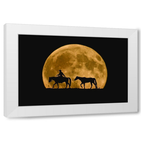 Full Moon Ride White Modern Wood Framed Art Print by Dawson, Robert