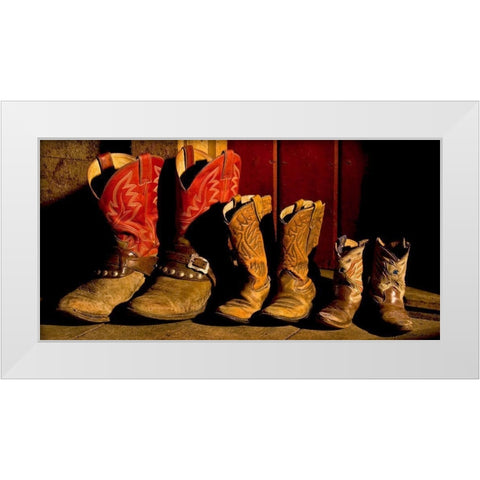 Family of Boots White Modern Wood Framed Art Print by Dawson, Robert