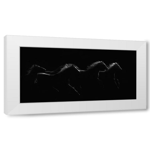 Moonlight Dancers White Modern Wood Framed Art Print by Dawson, Robert