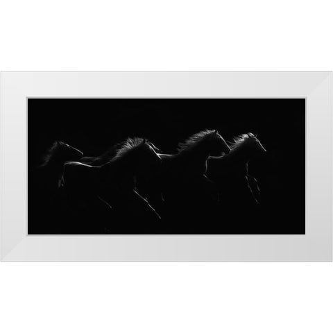 Moonlight Dancers White Modern Wood Framed Art Print by Dawson, Robert