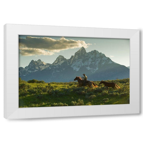 Along the Teton Trail White Modern Wood Framed Art Print by Dawson, Robert