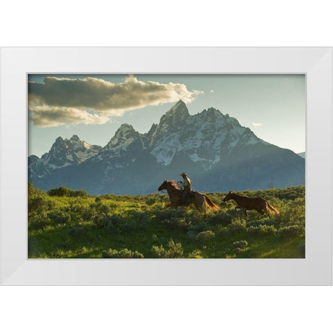 Along the Teton Trail White Modern Wood Framed Art Print by Dawson, Robert