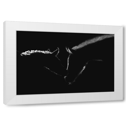 Moonlight Kiss White Modern Wood Framed Art Print by Dawson, Robert