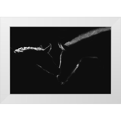 Moonlight Kiss White Modern Wood Framed Art Print by Dawson, Robert