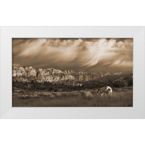 On the Utah Plains White Modern Wood Framed Art Print by Dawson, Robert