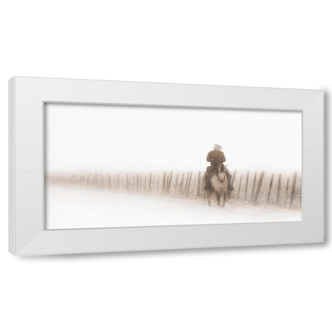 Riding Fence White Modern Wood Framed Art Print by Dawson, Robert