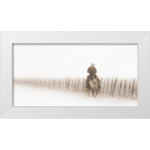 Riding Fence White Modern Wood Framed Art Print by Dawson, Robert
