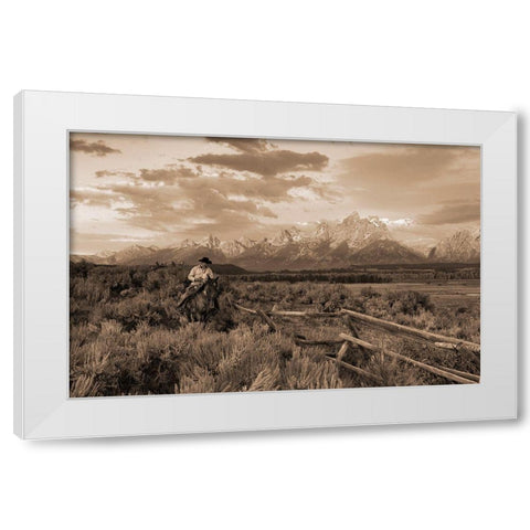 Ridin Fences I sepia White Modern Wood Framed Art Print by Dawson, Robert